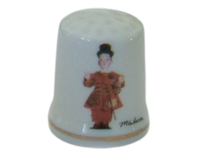 Dedal em porcelana decorado motivo Jesus da cartolinha