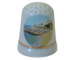 Dedal em porcelana decorado motivo Ericeira