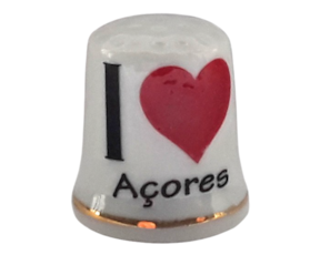 Dedal em porcelana decorado motivo I love Açores