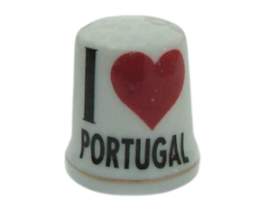 Dedal em porcelana decorado motivo I love Portugal