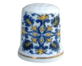 Dedal em porcelana decorado motivo padrão 20
