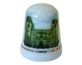 Dedal em porcelana decorado motivo Sé Miranda do Douro