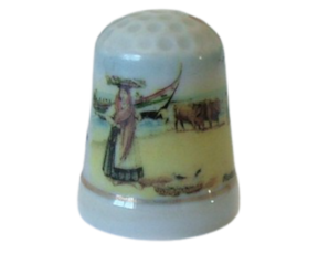 Dedal em porcelana decorado motivo arte xávega