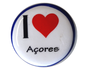 Rolha em faiança com cortiça decorada motivo I love Açores