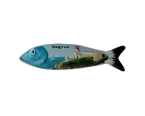 Sardinha magnética em faiança decorada motivo Sagres