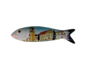 Sardinha magnética em faiança decorada motivo Universidade Coimbra