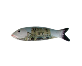 Sardinha magnética em faiança decorada motivo torre dos Clérigos-Braga