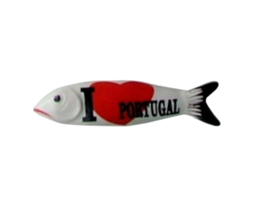 Sardinha magnética em faiança decorada motivo I love Portugal