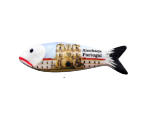 Sardinha magnética em faiança decorada motivo Alcobaça