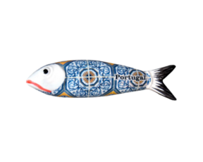 Sardinha magnética em faiança decorada padrão 45