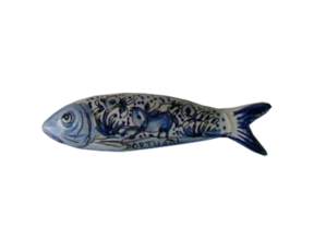 Sardinha magnética em faiança pintada à mão motivo século XVII