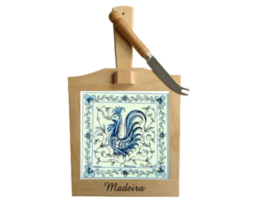 Tábua de queijo motivo galo de Águeda tom azul 15X15 cm
