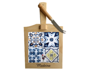Tábua de queijo motivo padrão galo de Barcelos 15x15 cm