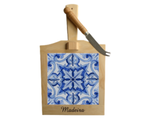Tábua de queijo em madeira natural com azulejo decorado 15*15 cm padrão 79AM