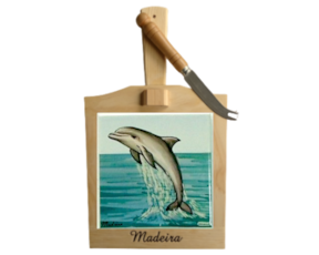Tábua de queijo motivo golfinho 15x15 cm