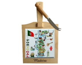 Tábua de queijo motivo mapa Portugal 15x15 cm