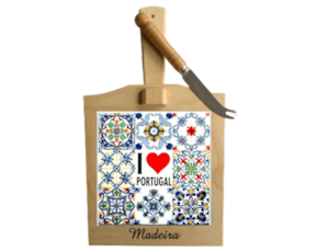Tábua de queijo multi-padrão I love Portugal 15x15 cm