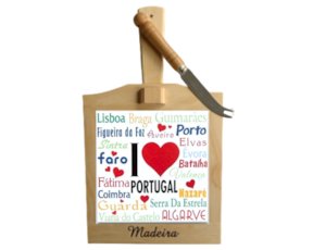 Tábua de queijo motivo I love Portugal 15x15 cm