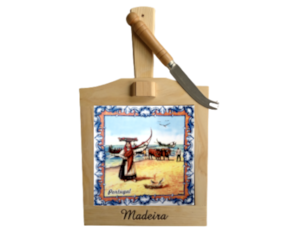 Tábua de queijo motivo arte xávega 15x15 cm