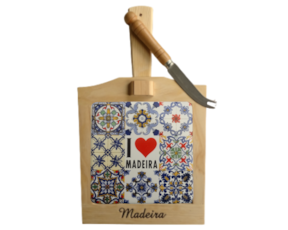 Tábua de queijo multi-padrão I love Madeira 15x15 cm