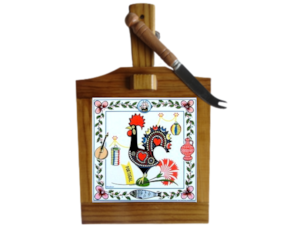 Tábua de queijo envernizado escuro galo de Barcelos 15x15 cm