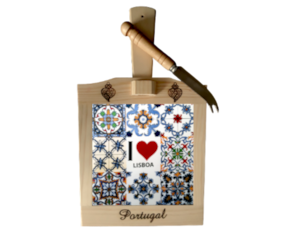 Tábua de queijo multi-padrão I love LIsboa 15x15 cm