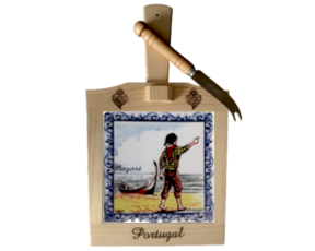 Tábua de queijo motivo pescador arte xávega 15x15 cm