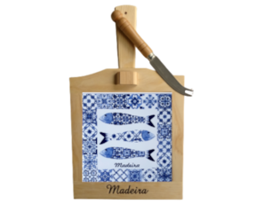 Tábua de queijo motivos ardinhas azul 15x15 cm