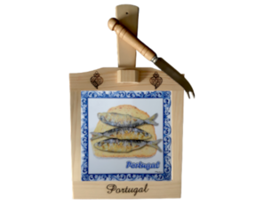 Tábua de queijo motivo sardinhas 15x15 cm