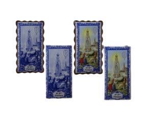 Azulejo decorado 7,5x15 cm com madeira motivo Nossa Senhora de Fátima