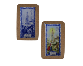 Azulejo decorado 7,5x15 cm com base de cortiça motivo Nossa Senhora de Fátima