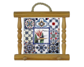 Suporte de panos em madeira natural com azulejo decorado 10x10 cm multi-padrão estrelícia