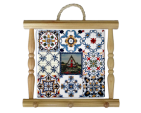 Suporte de panos em madeira natural com azulejo 10x10 cm multi-padrão casa santana