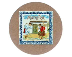 Azulejo decorado 15x15 cm com base em cortiça redonda motivo bailinho