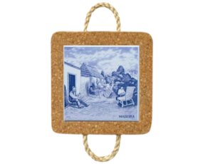 Base de cortiça com corda e azulejo decorado 10x10 cm motivo vimes