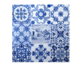 Azulejo decorado multi-padrão azul vimes 15x15 cm