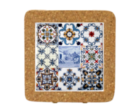 Azulejo decorado 15x15 cm com base em cortiça multi-padrão vimes