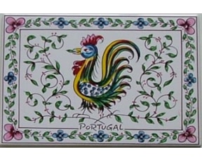 Azulejo decorado Galo de Águeda colorido 15x20cm