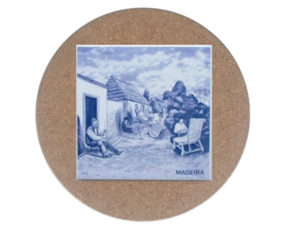 Azulejo decorado 15x15 cm com base de cortiça redonda motivo vimes