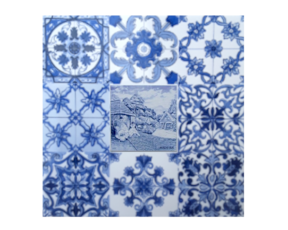 Azulejo decorado 10x10 cm multi-padrão azul bordadeira