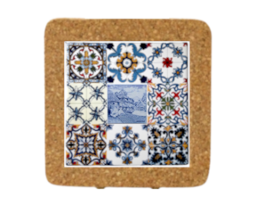 Azulejo decorado 15x15 cm com base de cortiça multi-padrão bordadeira 
