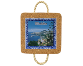 Base de cortiça com corda com azulejo decorado 10x10 cm motivo São Gonçalo