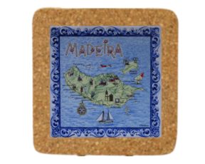 Azulejo decorado 15x15 cm com base em cortiça motivo arquipélago