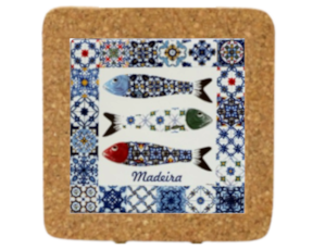 Magnético de cortiça com azulejo decorado 5x5 cm motivo sardinha
