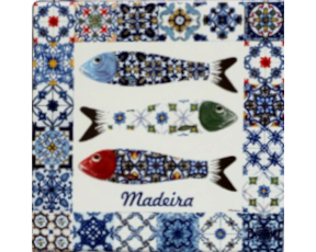 Azulejo decorado 7.5x7.5 cm motivo sardinhas