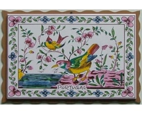 Azulejo com madeira decorado Pássaros 18 cor 15x20cm