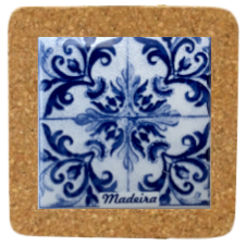 Base de cortiça com azulejo decorado 7.5x7.5 cm padrão 31