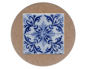 Azulejo decorado 15x15 cm com base em cortiça redonda padrão 31