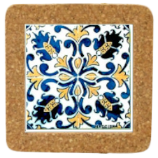 Magnético de cortiça com azulejo decorado 5x5 cm motivo padrão 20 madeirense