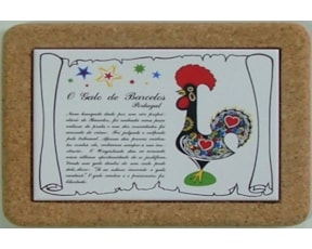 Azulejo com cortiça (sem corda) decorado lenda Galo de Barcelos 15x20cm